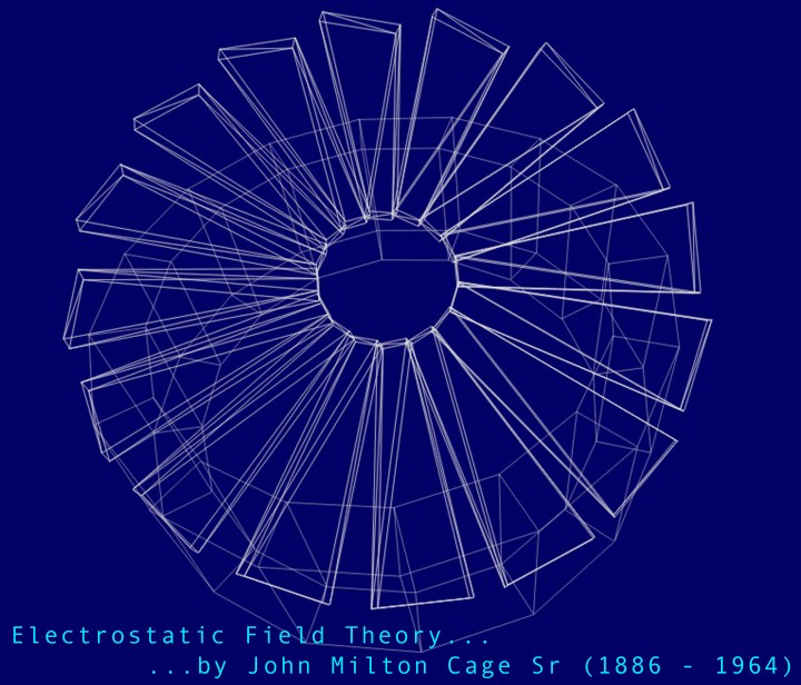 Rendering of Electrostatic Field Theory white on blue